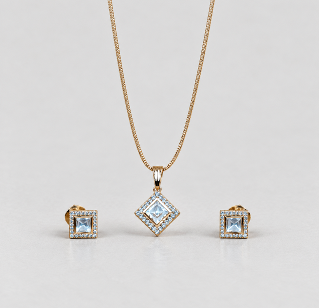 Crystal Charm Pendant Set