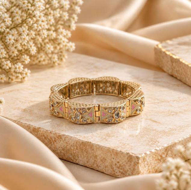 Royal Crown Kada - Beige with Pink
