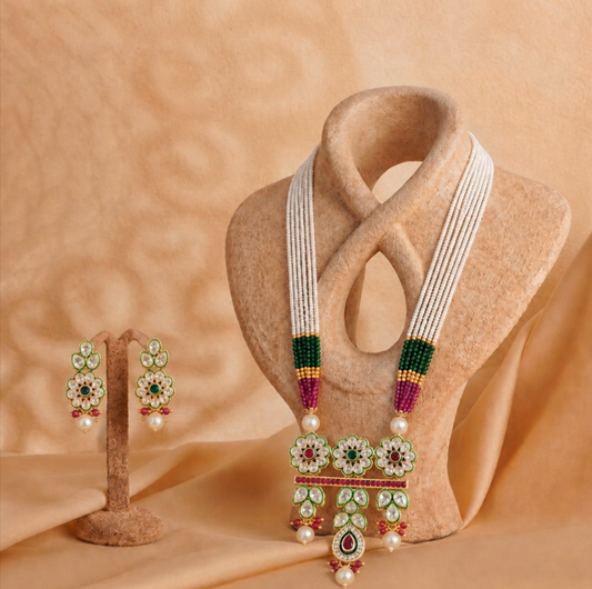 Three Flower Pearl Necklace