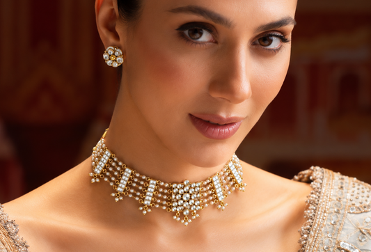 Regal Kundan Pearl Choker Set
