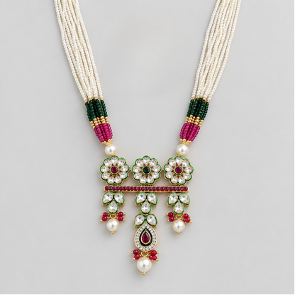 Three Flower Pearl Necklace