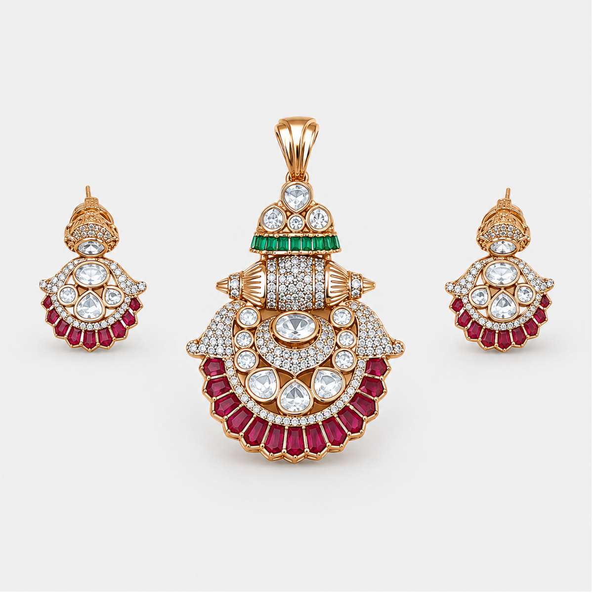 Ruby Moon Pendant Set