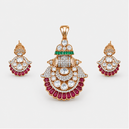 Ruby Moon Pendant Set